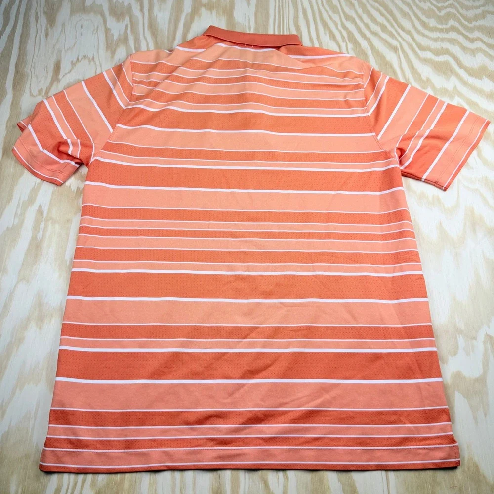 Nike Golf‎ Tour Performance Dri-FIT Polo Shirt Mens XL Orange White Striped XL
